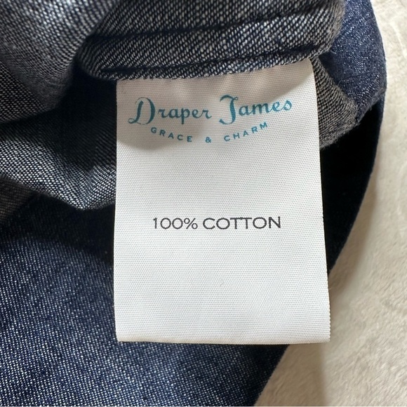 Draper James Chambray Ruffle 3/4 Bell Sleeve 100% Cotton Shift Dress Womens 6 - Picture 12 of 16